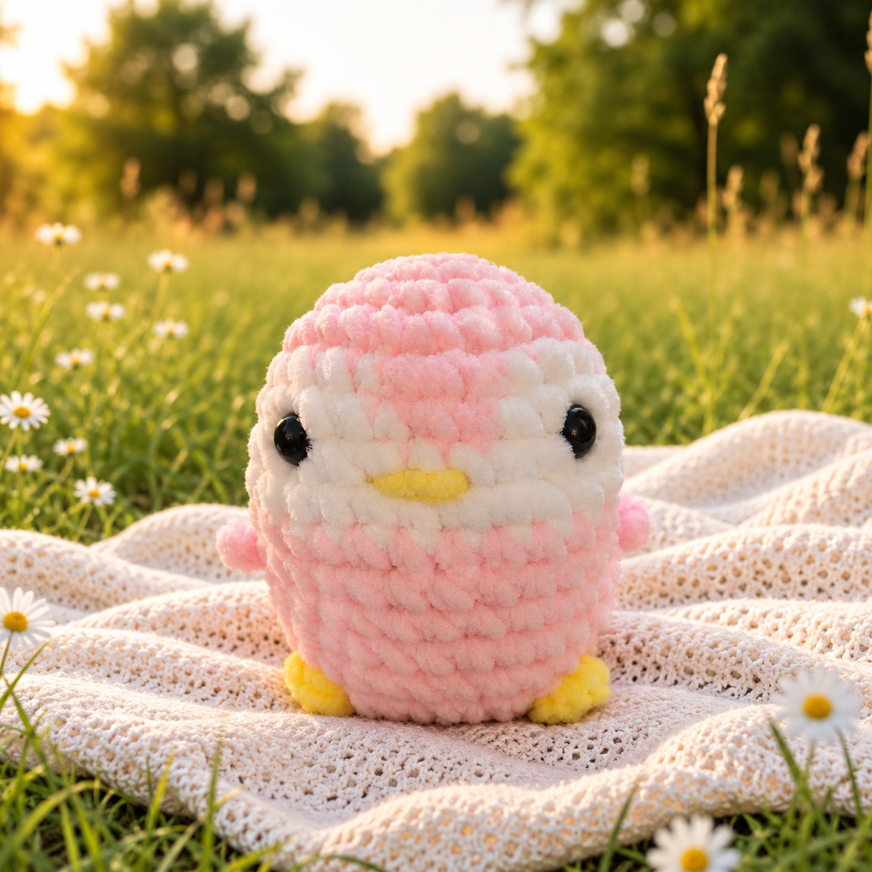 Peluche « Pingi » taille moyenne - Blanc/Rose